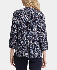 Nydj Women's Pintuck Split Neck Top