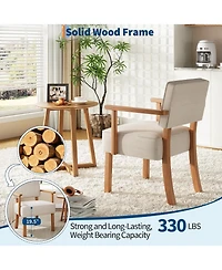 gaomon Set of 2 Mid Century Modern Accent Chairs, Linen Fabric Armchairs with Vertical Tufted Back, Upholstered Reading Lounge Chair