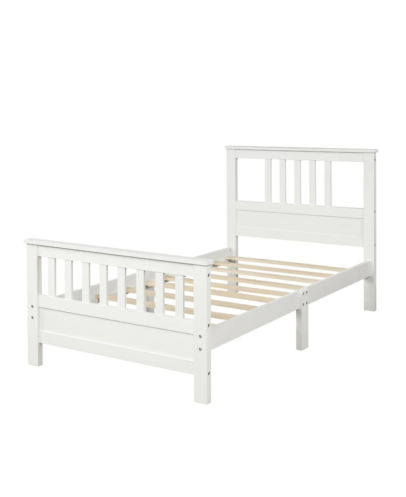 flynama Twin Size Wood Platform Bed with 42 Inch Headboard 263 Inch Footboard and 10 Slats