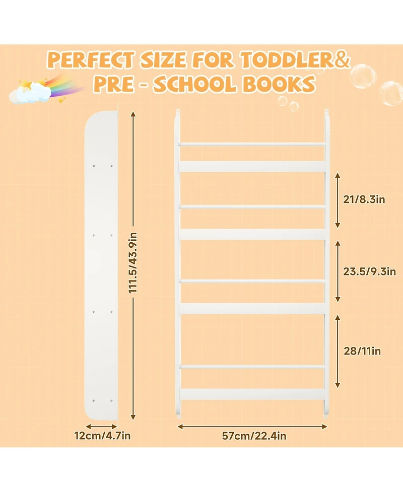 Rainsken 4-Tier Kids Bookshelf