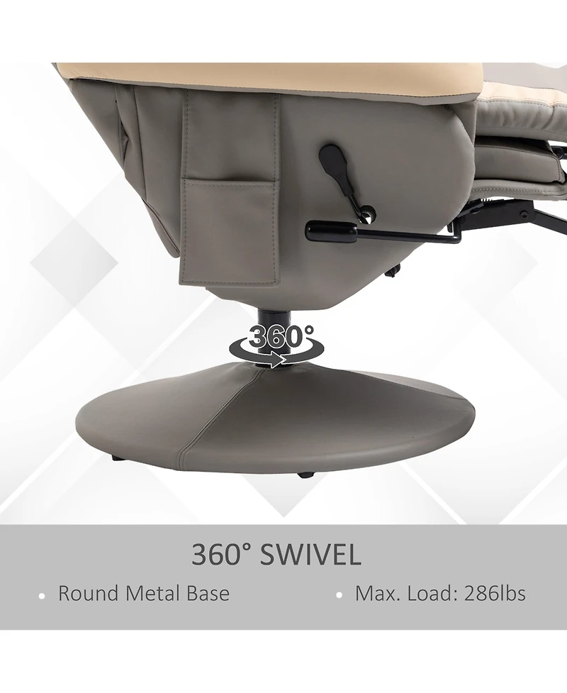 Boyel Living Manual Recliner Armchair Pu Leather Lounge Chair Adjustable Leg Rest 360degree(s) Swivel