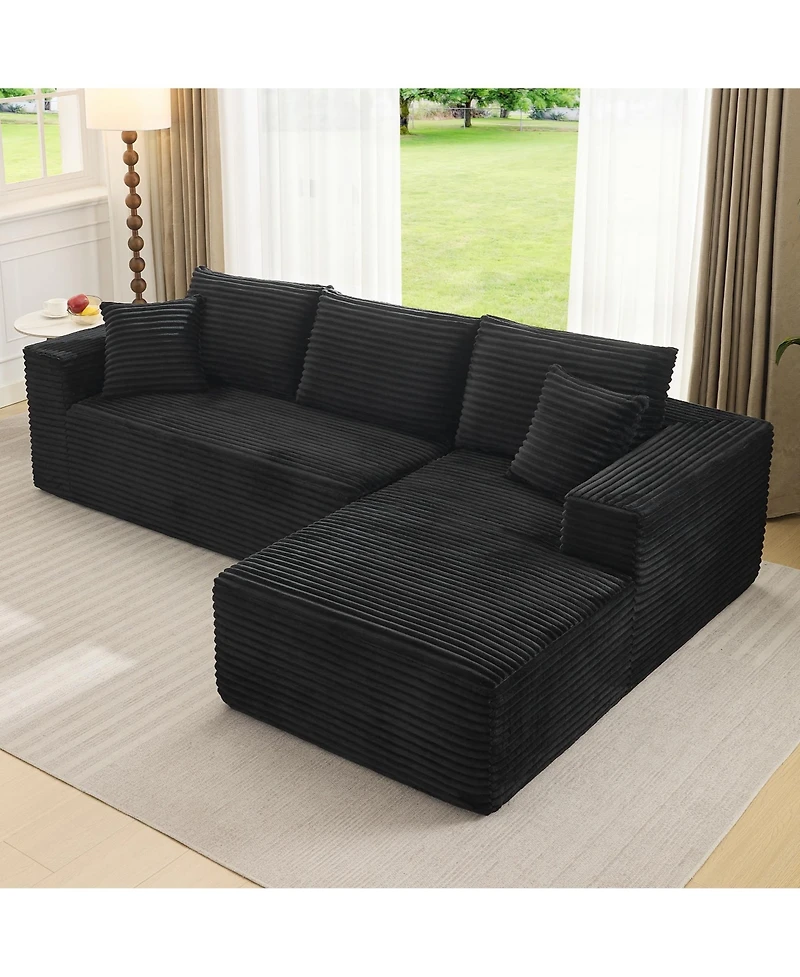 gaomon Sectional Couches for Living Room, L-Shaped Plush Corduroy Fabric Upholstered Modular Sectional Couches