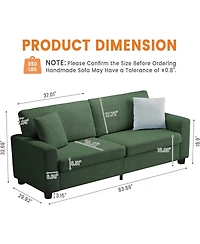 gaomon 90" Velvet 3-Seater Sofa, Oversized Tufted Couch with Wide Armrests, Washable Cushions