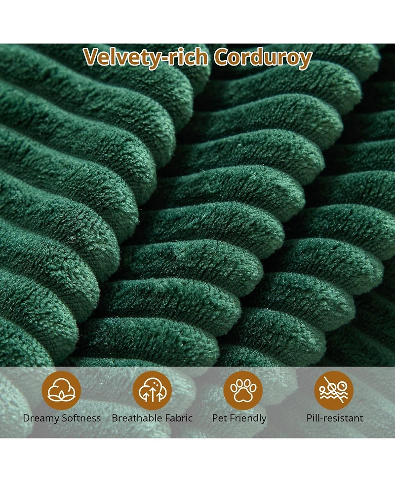 gaomon 137" U-Shaped Modular Sectional Sofa, 4-Piece Corduroy Cloud Couch with Double Chaise