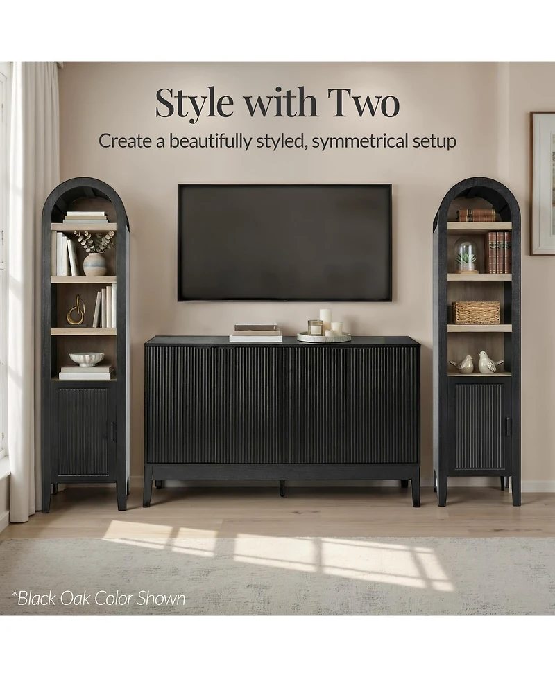Best Choice Products 72" Tall Narrow Storage Cabinet w/ Adjustable Shelves, 4-Tier Modern Arched Bookcase - Narrow