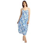 Bcx Women's Eyelet Print Tie-Front V-Neck Top