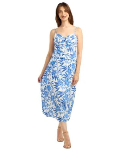 Bcx Womens Eyelet Print Tie Front V Neck Top Pleated Pull On Skirt Set