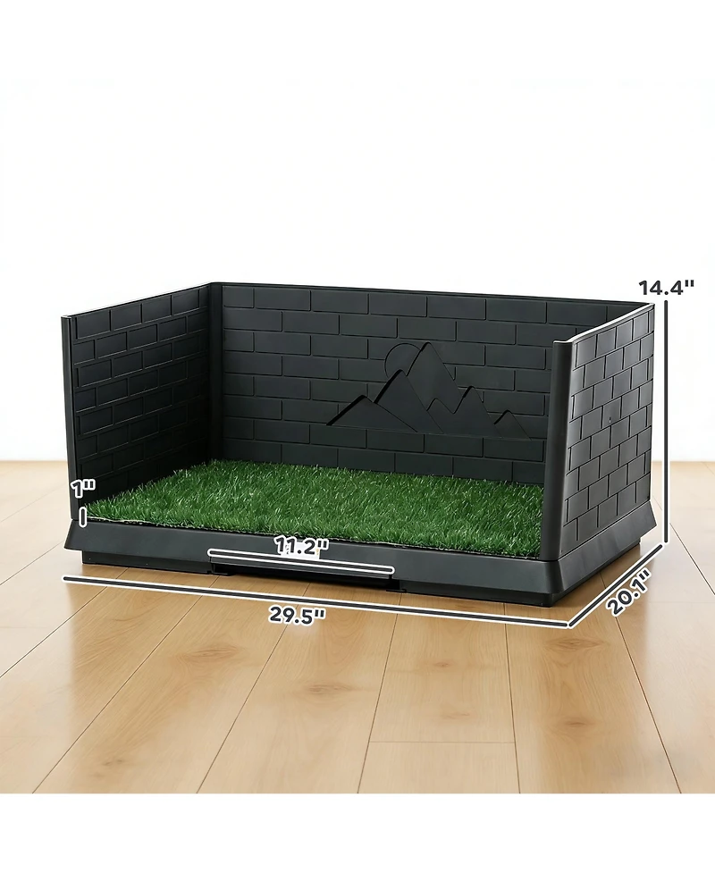 PawHut Dog Grass Pad with High Walls and Tray, Indoor Potty Tray