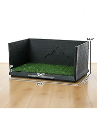PawHut Dog Grass Pad with High Walls and Tray, Indoor Potty Tray