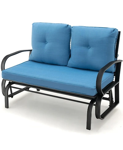 Gymax 2-Person Outdoor Patio Glider Bench Swing Seat w/ and Back Cushions Brick