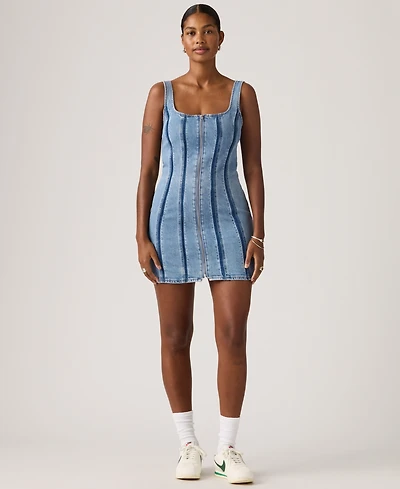 Levi's Women's Seamed Figure Hugging Slim Fit Square Neck Cotton Dress
