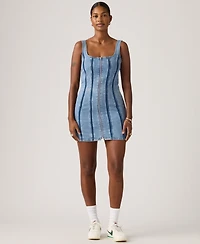 Levi's Women's Seamed Figure Hugging Slim Fit Square Neck Cotton Dress