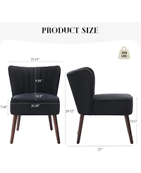 gaomon Modern Velvet Accent Chair with Wood Legs