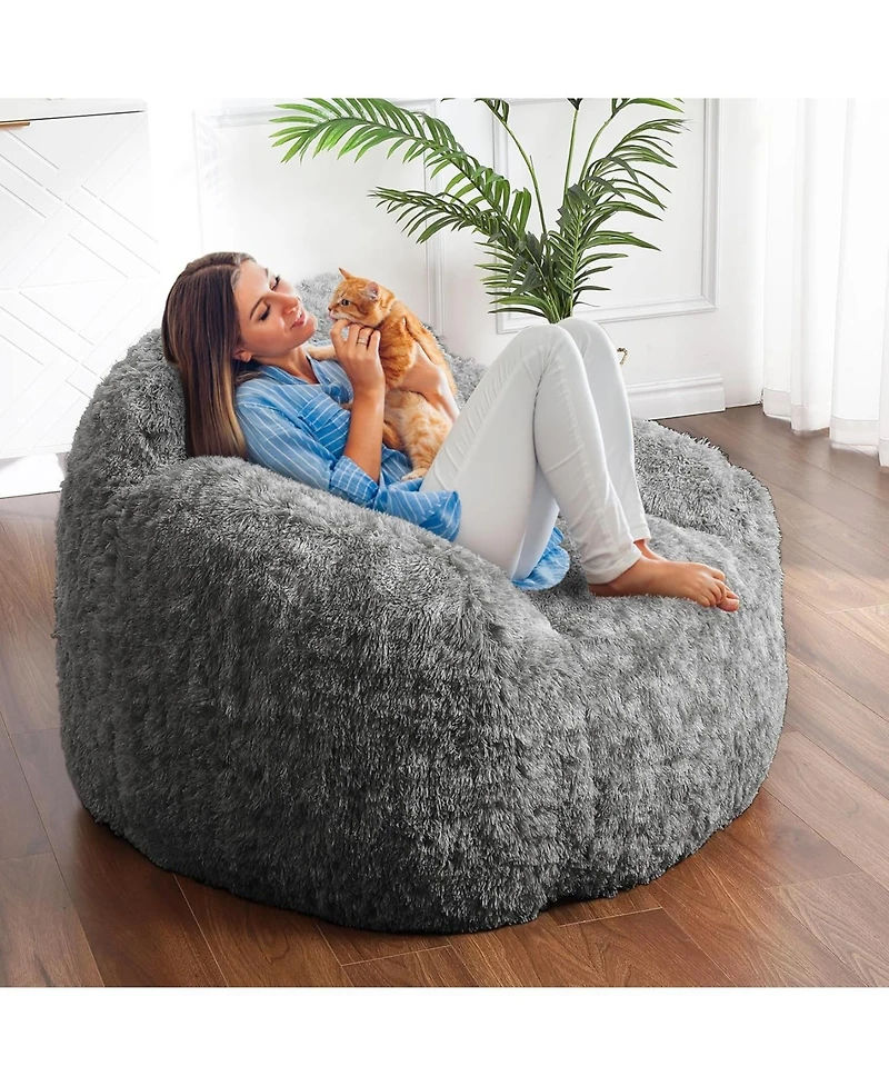 gaomon Adult Bean Bag Chair with Armrest, Faux Fur Plush
