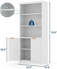 gaomon Tall Book Shelf and Bookcase, with Drawer Doors, Farmhouse Case Storage, Wood Storage Cabinet 5 Tier Display