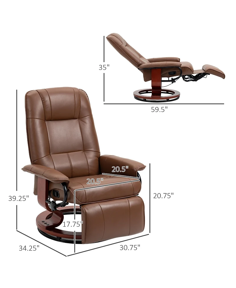 Boyel Living Faux Leather Manual Recliner with Swivel Base and Footrest