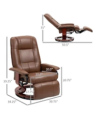 Boyel Living Faux Leather Manual Recliner with Swivel Base and Footrest