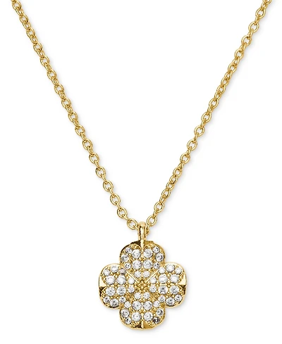 kate spade new york Gold Plated Flower Pave Mini Pendant Necklace