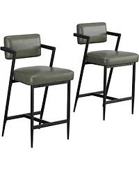 gaomon Bar Stools Set of 4 with Armrests,Counter Height Bar Stools of 4 with Backrest,Footrest,Thick Cushion and Thickened Metal Legs for Island