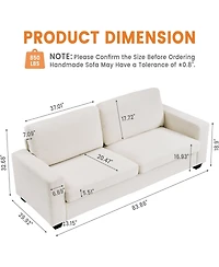 gaomon 83" Modern 3-Seater Sofa, Tufted Teddy Velvet Couch, Plush Cushions, Hardwood Frame