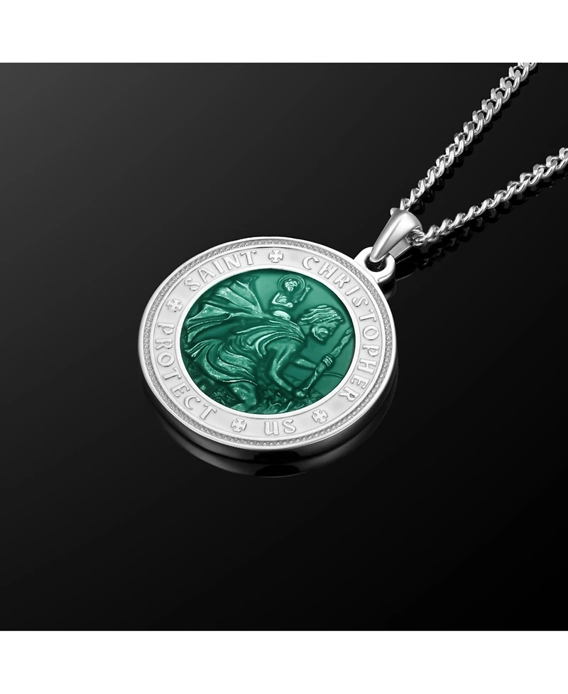 Vincero Men's St. Christopher Pendant 925 Sterling Silver with Rhodium Plating and Lobster Clasp