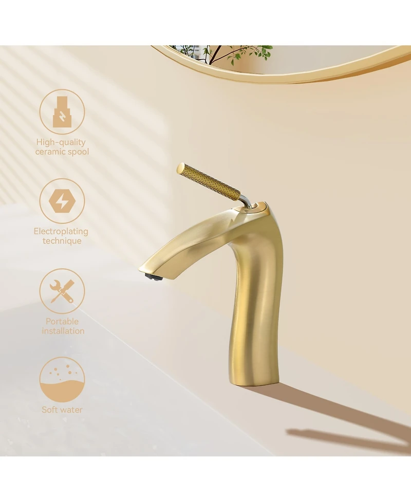 Busdays Brushed Gold Single Handle Lavatory Basin Sink Faucet