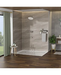 Busdays 10" Round Rain Shower Head Systems with Waterfall Tub Spout, Brushed Nickel,Wall Mounted shower