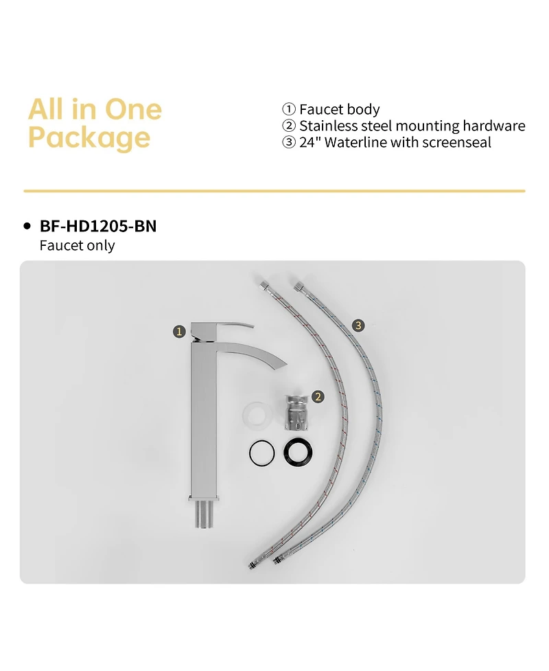 Busdays Bothwa Home 11.21" Cupc Certified Single Handle Bathroom Sink Faucet (Brushed Nickel Finish)