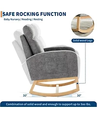 gaomon Modern Nursery Rocking Chair with Wood Legs and Side Pocket