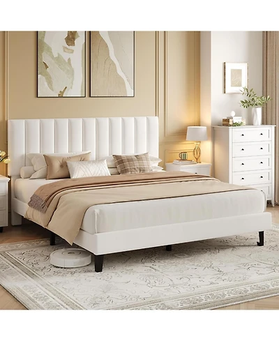 gaomon Iron Mdf Vertical Pattern Soft Bag Basic Bed, Upholstered Bed Frame, Stylish Design, Comfortable Mattress