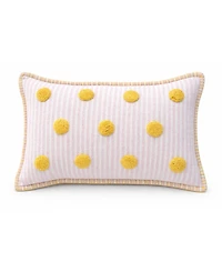Vibhsa Polka Fun Tufted Dot Stripe Lumbar Decorative Pillow, 14" x 24"
