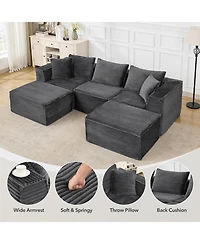 gaomon 107" Modular Sectional Cloud Couch for Living Room,Deep Seat Boneless Couch,Convertible Sofas with Ottomans,No Assembly Compression Sofas