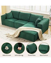 gaomon 108" L-Shaped Modular Sectional Sofa, 3-Piece Corduroy Cloud Couch with Left Facing Chaise & Armrests