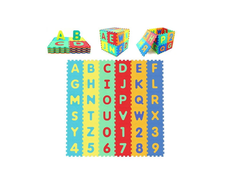 Slickblue 36-Piece Interlocking Baby Puzzle Floor Tiles with Alphabet
