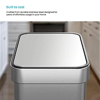 Home Zone Living 3 Gallon Slim Stainless Steel Trash Can with CleanAura Odor Control and Soft Close Lid, Silver