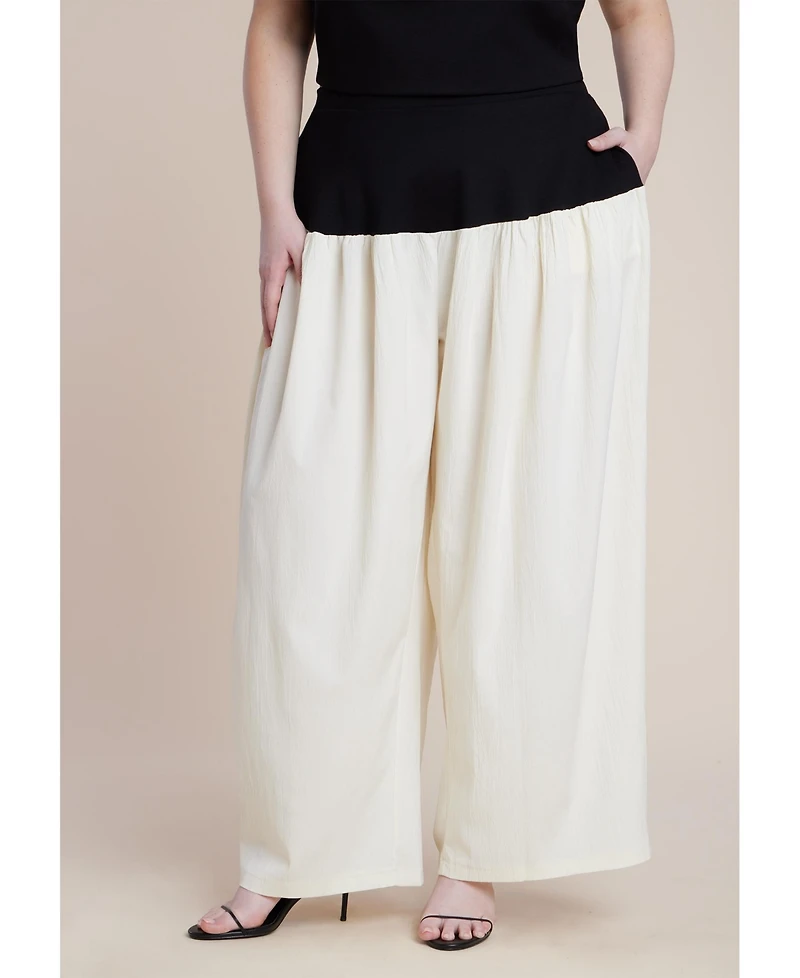 Eloquii Women's Plus Colorblocked Wide Leg Pant