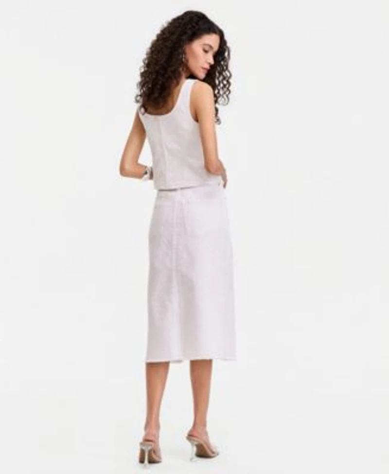 I.N.C. International Concepts Womens Denim Sequin Embellished Vest Midi Skirt Macys Exclusive