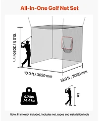 Mecale 10 x 10 x 10 Ft Golf Practice Cage with Targets