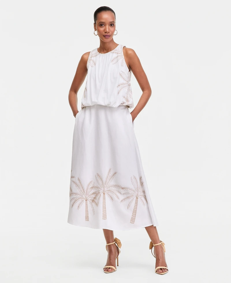 I.n.c. International Concepts Women's Sleeveless Embroidered Bubble Hem Top, Macy's Exclusive