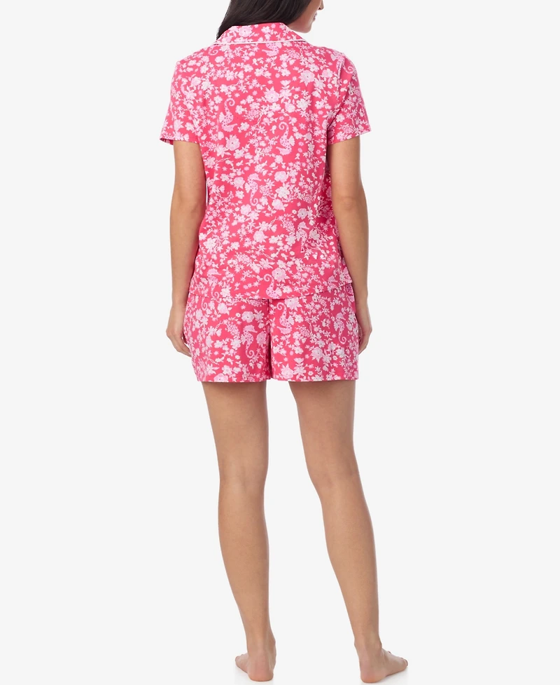 Cuddl Duds Women's Short-Sleeve Top and Pull-On Pajama Shorts