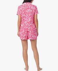 Cuddl Duds Women's Short-Sleeve Top and Pull-On Pajama Shorts