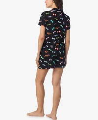 Cuddl Duds Women's Short-Sleeve Top and Pull-On Pajama Shorts, 2-Piece Set