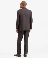 Tallia Mens Classic Fit Brown Blue Check Suit Separates