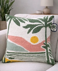 Vibhsa Sunset at the Beach Cotton Needle-Punch Decorative Pillow, 20" x 20"