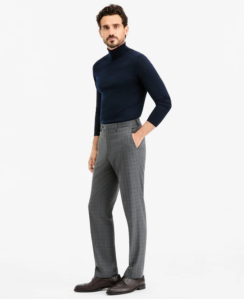 Tallia Men's Classic-Fit Gray & Blue Check Suit Separate Pants