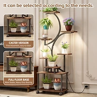 62" Tall Metal Plant Flower Holder Stand with Lights 8 Tiered Plant Shelf