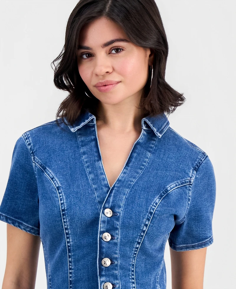 Guess Women's Janna Short-Sleeve Denim Dress
