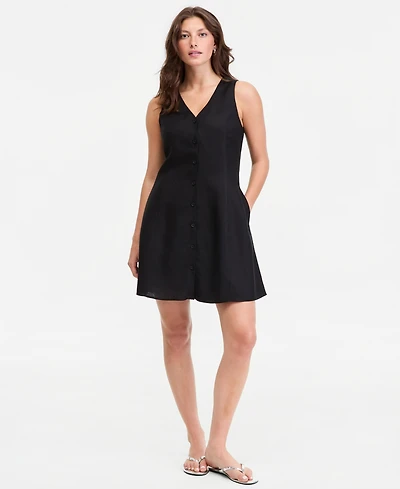 On 34th Women's Linen-Blend V-Neck Mini Dress, Macy's Exclusive