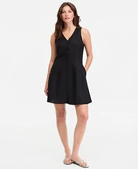 On 34th Women's Linen-Blend V-Neck Mini Dress, Macy's Exclusive