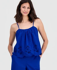 On 34th Women's Linen-Blend Cutwork-Hem Tank Top, Macy's Exclusive